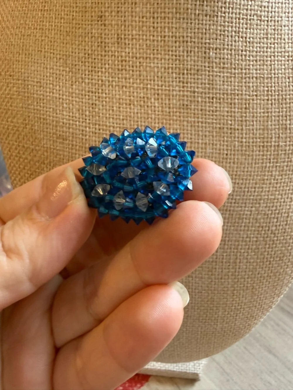 Blue Beaded Oval‎ Embellishment